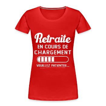 Retreat wird geladen, bitte warten - Frauen Premium Bio T-Shirt - Rot - Vorne - Mia (176cm)