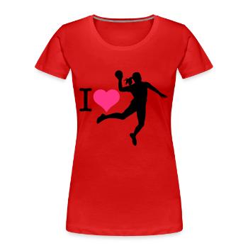 I love HANDBALLerin Silhouette 1 - Frauen Premium Bio T-Shirt - Rot - Vorne - Mia (176cm)
