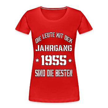 Die Leute mit dem Jahrgang 1955 - Frauen Premium Bio T-Shirt - Rot - Vorne - Mia (176cm)