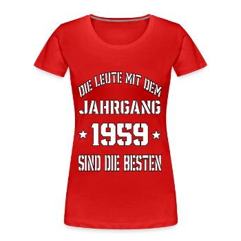 Die Leute mit dem Jahrgang 1959 - Frauen Premium Bio T-Shirt - Rot - Vorne - Mia (176cm)