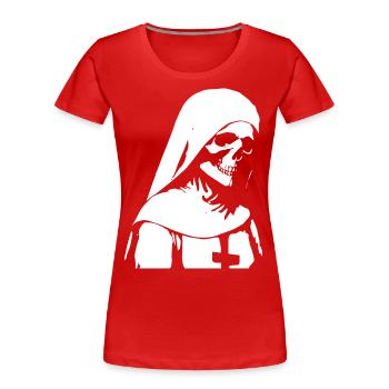 Reveal Your Enigmatic Charm with Unholy Nun, Sata - Women's Premium Organic T-Shirt - red - Front - Mia (176cm)