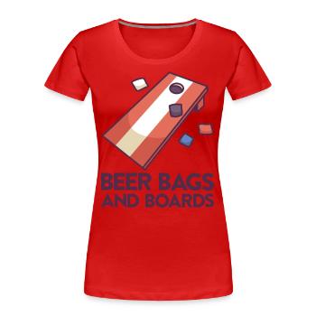 Jeu de Cornhole Tenue de trou de maïs avec Cornhole - T-shirt bio Premium Femme - rouge - Devant - Mia (176cm)