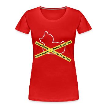 Crime Scene duck, Do not cross the line - Women's Premium Organic T-Shirt - red - Front - Mia (176cm)