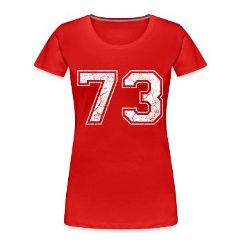 73 in white in the used look - Women's Premium Organic T-Shirt - red - Front - Mia (176cm)