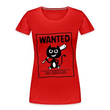 Katze von der Polizei gesucht! Humor Katze! - Frauen Premium Bio T-Shirt - Rot - Vorne - Mia (176cm)