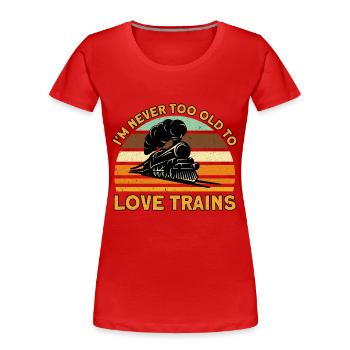 Modellbahn Zug Lokomotiven Geschenk - Frauen Premium Bio T-Shirt - Rot - Vorne - Mia (176cm)
