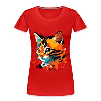 mignon, chaton coloré, chat - T-shirt bio Premium Femme - rouge - Devant - Mia (176cm)