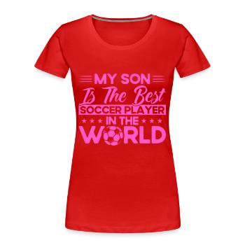 Football Maman Sports Fan Football Cadeau - T-shirt bio Premium Femme - rouge - Devant - Mia (176cm)