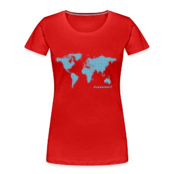 Dusseldorf carte du monde - T-shirt bio Premium Femme - rouge - Devant - Mia (176cm)
