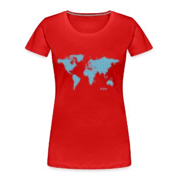 cologne carte du monde - T-shirt bio Premium Femme - rouge - Devant - Mia (176cm)