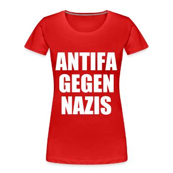 Antifa gegen nazis - Frauen Premium Bio T-Shirt - Rot - Vorne - Mia (176cm)
