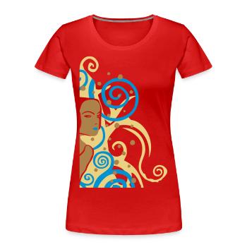 kringelfrau - Frauen Premium Bio T-Shirt - Rot - Vorne - Mia (176cm)