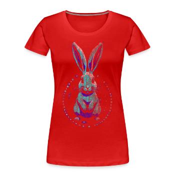 hause Blau Kunst Osterhase Kaninchen - Frauen Premium Bio T-Shirt - Rot - Vorne - Mia (176cm)