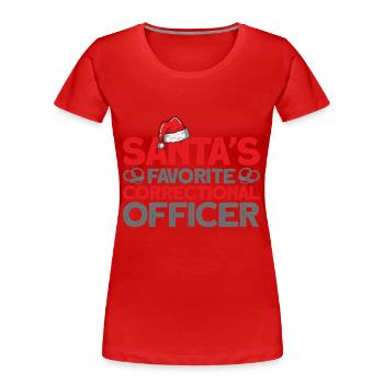 Gefängniswärter Justizvollzugsbeamter Handschellen - Frauen Premium Bio T-Shirt - Rot - Vorne - Mia (176cm)