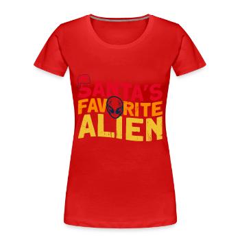 L’extraterrestre préféré du Père Noël, Alien Gesch - T-shirt bio Premium Femme - rouge - Devant - Mia (176cm)