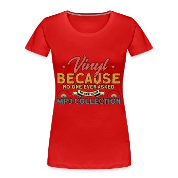 Collection de disques Vinyle - T-shirt bio Premium Femme - rouge - Devant - Mia (176cm)