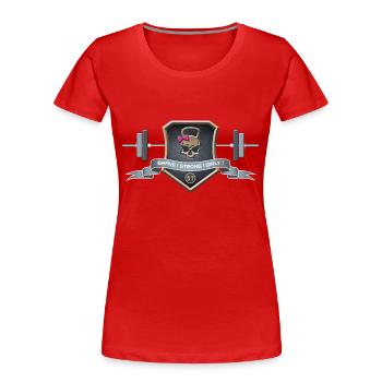 Logo Braves Strong Girly - Frauen Premium Bio T-Shirt - Rot - Vorne - Mia (176cm)