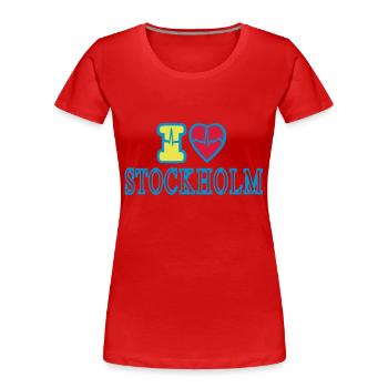STOCKHOLM - Frauen Premium Bio T-Shirt - Rot - Vorne - Mia (176cm)
