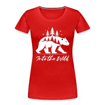 Into the Wild Bear Nature Randonnée Randonnée Randonneurs - T-shirt bio Premium Femme - rouge - Devant - Mia (176cm)