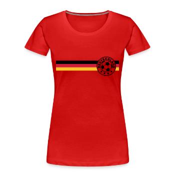 Fußballlogo auf Deutschandfahne - Frauen Premium Bio T-Shirt - Rot - Vorne - Mia (176cm)