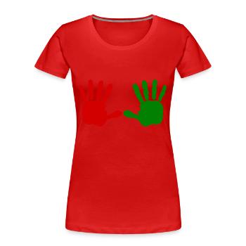 Iran - Main rouge - main de sang - BLOODY HAND - T-shirt bio Premium Femme - rouge - Devant - Mia (176cm)