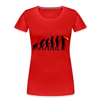 evolution_saxophon_a_2 - Frauen Premium Bio T-Shirt - Rot - Vorne - Mia (176cm)