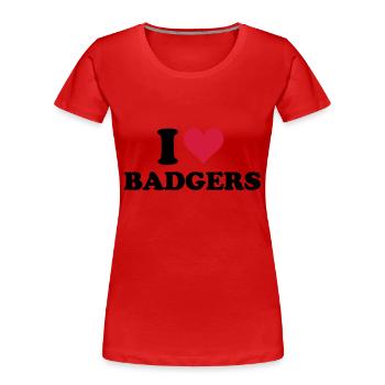 I Heart Badgers - Frauen Premium Bio T-Shirt - Rot - Vorne - Mia (176cm)