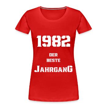 1982 Jahrgang - Frauen Premium Bio T-Shirt - Rot - Vorne - Mia (176cm)