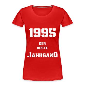 1995 Jahrgang - Frauen Premium Bio T-Shirt - Rot - Vorne - Mia (176cm)