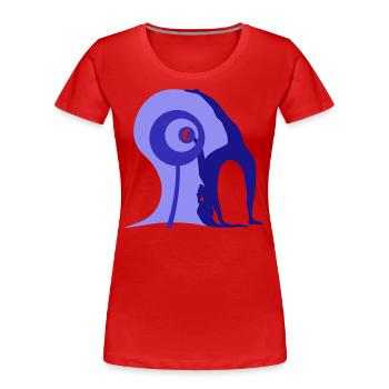 Justification. Manipulation de la perception - T-shirt bio Premium Femme - rouge - Devant - Mia (176cm)