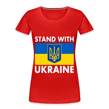 Stand with ukraine - Frauen Premium Bio T-Shirt - Rot - Vorne - Mia (176cm)