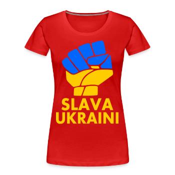 Slava ukraini - Frauen Premium Bio T-Shirt - Rot - Vorne - Mia (176cm)