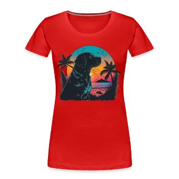 Seaside Time Labrador Retriever Vaporwave - Women's Premium Organic T-Shirt - red - Front - Mia (176cm)