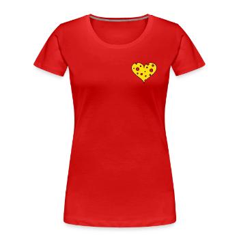 Coeur de fromage - Coeur de fromage - Logo de poitrine - T-shirt bio Premium Femme - rouge - Devant - Mia (176cm)