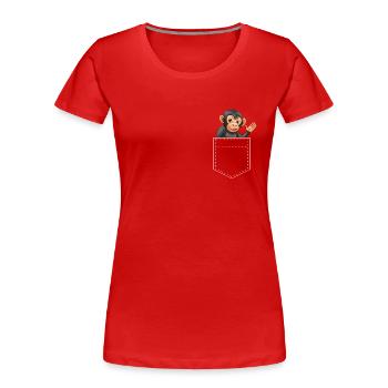 Pocket Monkey - Monkey Design - Women's Premium Organic T-Shirt - red - Front - Mia (176cm)
