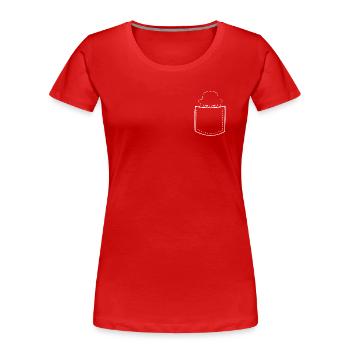 Eule mit Hut in Brusttasche Nachteule - Frauen Premium Bio T-Shirt - Rot - Vorne - Mia (176cm)