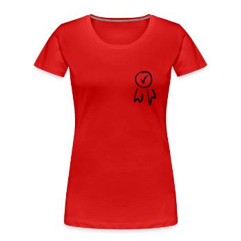 Check / erledigt Abzeichen, Häkchen Emblem, Orden. - Frauen Premium Bio T-Shirt - Rot - Vorne - Mia (176cm)