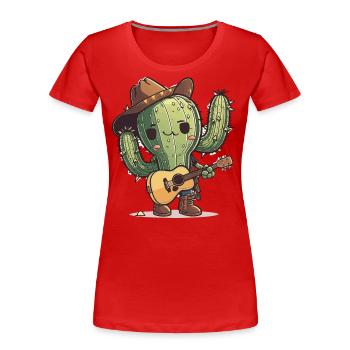 Der musikalische Kaktus - Frauen Premium Bio T-Shirt - Rot - Vorne - Mia (176cm)