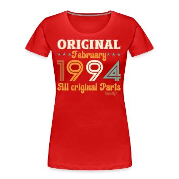 30. Geburtstag Original Februar Jahrgang 1994 - Frauen Premium Bio T-Shirt - Rot - Vorne - Mia (176cm)