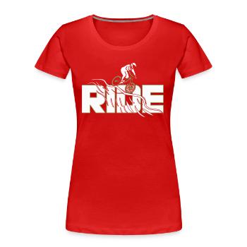 Mountain Bike Downhill Bike Tour Biker - Women's Premium Organic T-Shirt - red - Front - Mia (176cm)