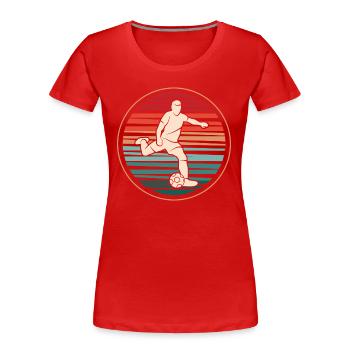 Fußball Spieler Retro Fußballspieler Fußballer - Frauen Premium Bio T-Shirt - Rot - Vorne - Mia (176cm)