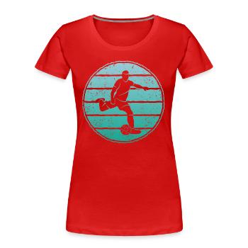 Fußball Fußballspieler Vintage Fußballer - Frauen Premium Bio T-Shirt - Rot - Vorne - Mia (176cm)