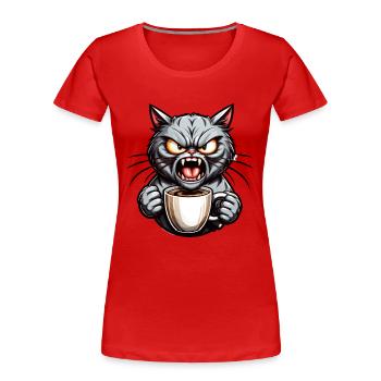 Graue Katze mit Kaffee - Frauen Premium Bio T-Shirt - Rot - Vorne - Mia (176cm)