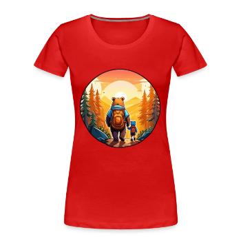 Vater Bär und Sohn spazieren in Sonnenuntergang - Frauen Premium Bio T-Shirt - Rot - Vorne - Mia (176cm)
