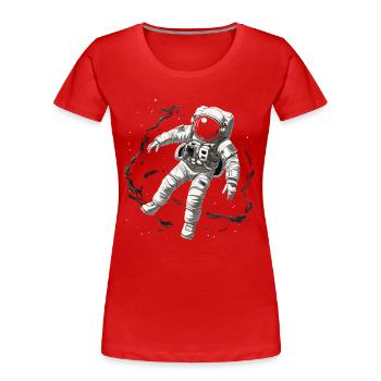 Weltall Astronaut - Frauen Premium Bio T-Shirt - Rot - Vorne - Mia (176cm)