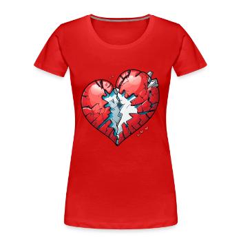 Gebrochenes Herz - Frauen Premium Bio T-Shirt - Rot - Vorne - Mia (176cm)