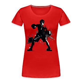 Boxe - T-shirt bio Premium Femme - rouge - Devant - Mia (176cm)