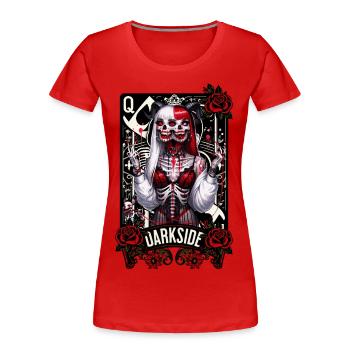 Carte à jouer DARKSIDE QUEEN - T-shirt bio Premium Femme - rouge - Devant - Mia (176cm)