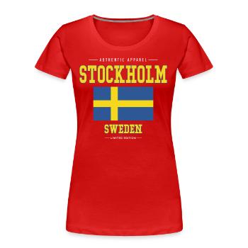 Stockholm - Frauen Premium Bio T-Shirt - Rot - Vorne - Mia (176cm)