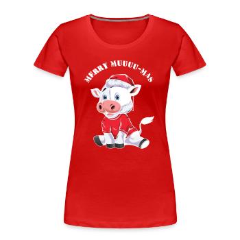 Merry Muu Ma's Christmas Outfit - Women's Premium Organic T-Shirt - red - Front - Mia (176cm)